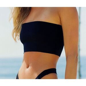 NWT Cali Dreaming Black Bandeau Neoprene Tube Top Size Medium/Large Stretch